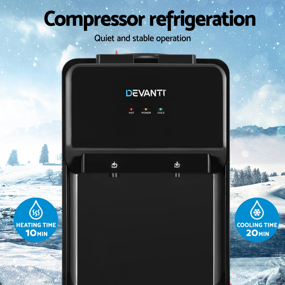 Devanti Water Cooler Dispenser 22L Bench Top Chiller Purifier Filter Hot Cold Black