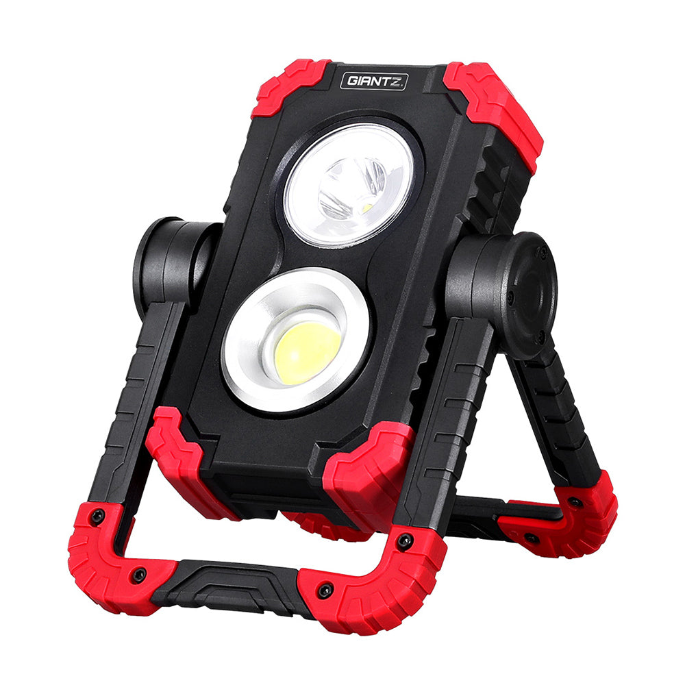 Giantz Portable LED Work Light - Rechargeable Cordless Torch with 360° Rotation and Power Bank功能