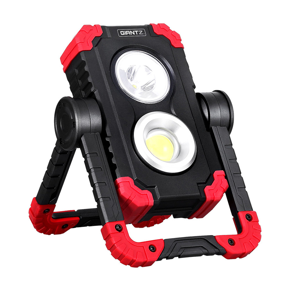 Giantz Portable LED Work Light - Rechargeable Cordless Torch with 360° Rotation and Power Bank功能