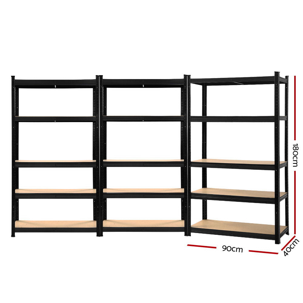 Giantz 3x1.8M Garage Shelving Warehouse Rack Pallet Racking Storage Shelf Black