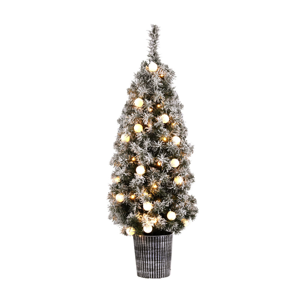 Jingle Jollys 1.2M Snow-Dusted LED Christmas Tree in Potted Base