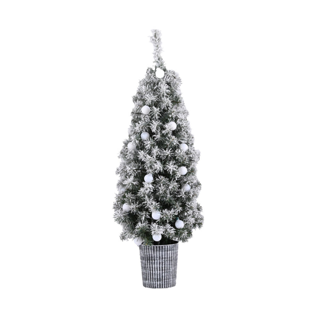 Jingle Jollys 1.2M Snow-Dusted LED Christmas Tree in Potted Base