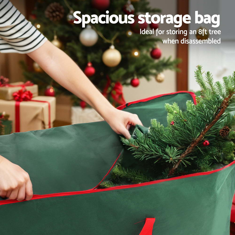 Jingle Jollys Extra-Large Christmas Tree Storage Bag for 8ft Trees - Durable Green Oxford Fabric