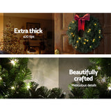 Festive Charm 60cm Christmas Wreath Garland for Holiday Decor & Parties