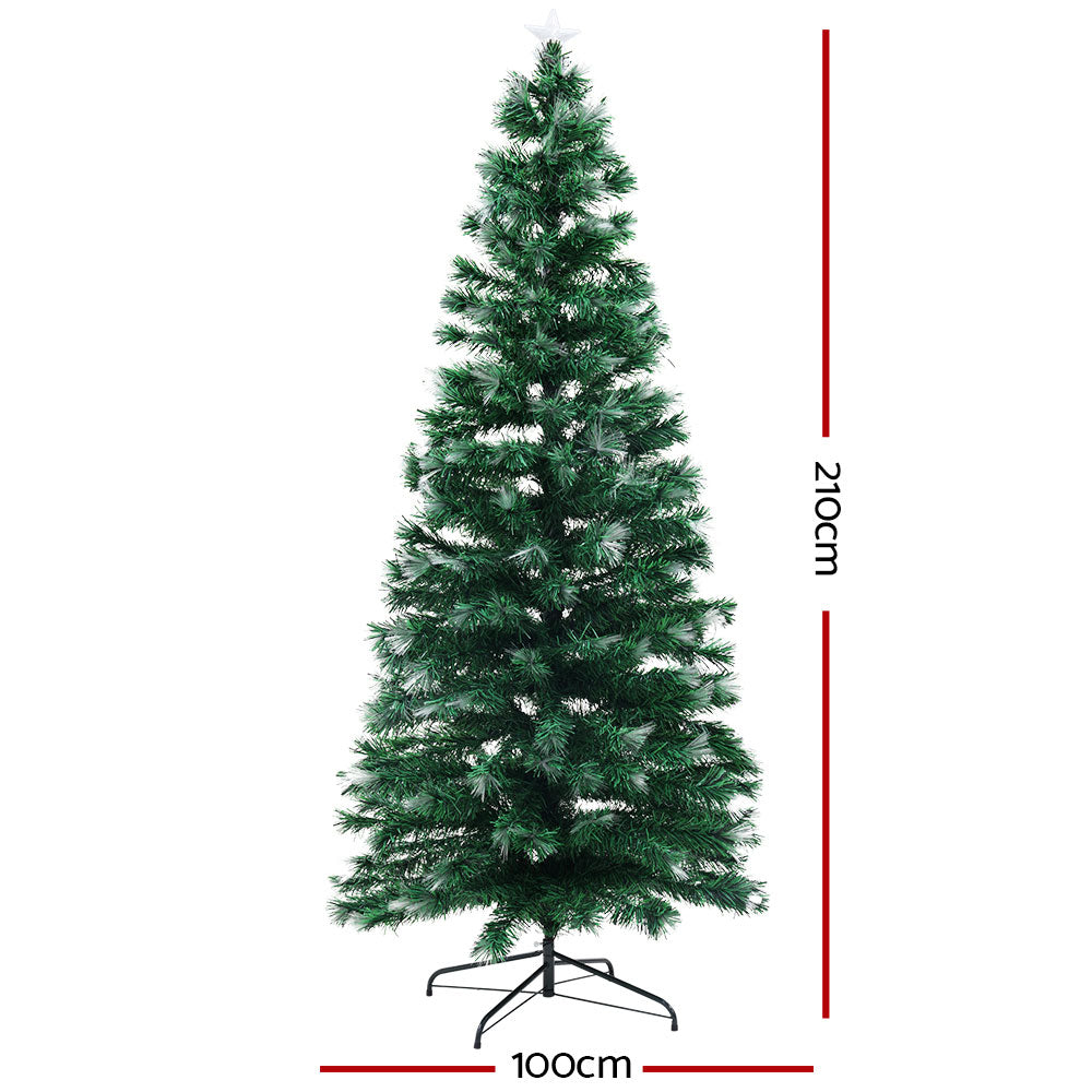 Enchanting 7FT Optic Fibre LED Christmas Tree with Multi-Color Lights and Star Topper