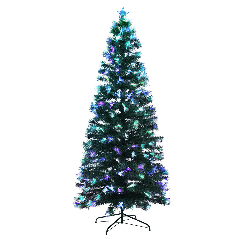 Enchanting 7FT Optic Fibre LED Christmas Tree with Multi-Color Lights and Star Topper