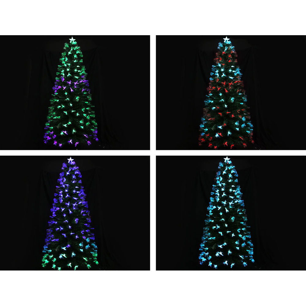 Enchanting 7FT Optic Fibre LED Christmas Tree with Multi-Color Lights and Star Topper