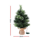 Charming 60CM Mini Christmas Tree with 8 Light Modes and Timer Function