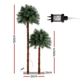 Jingle Jollys 2-in-1 LED Christmas Palm Tree Decoration Set - 1.5m & 1m