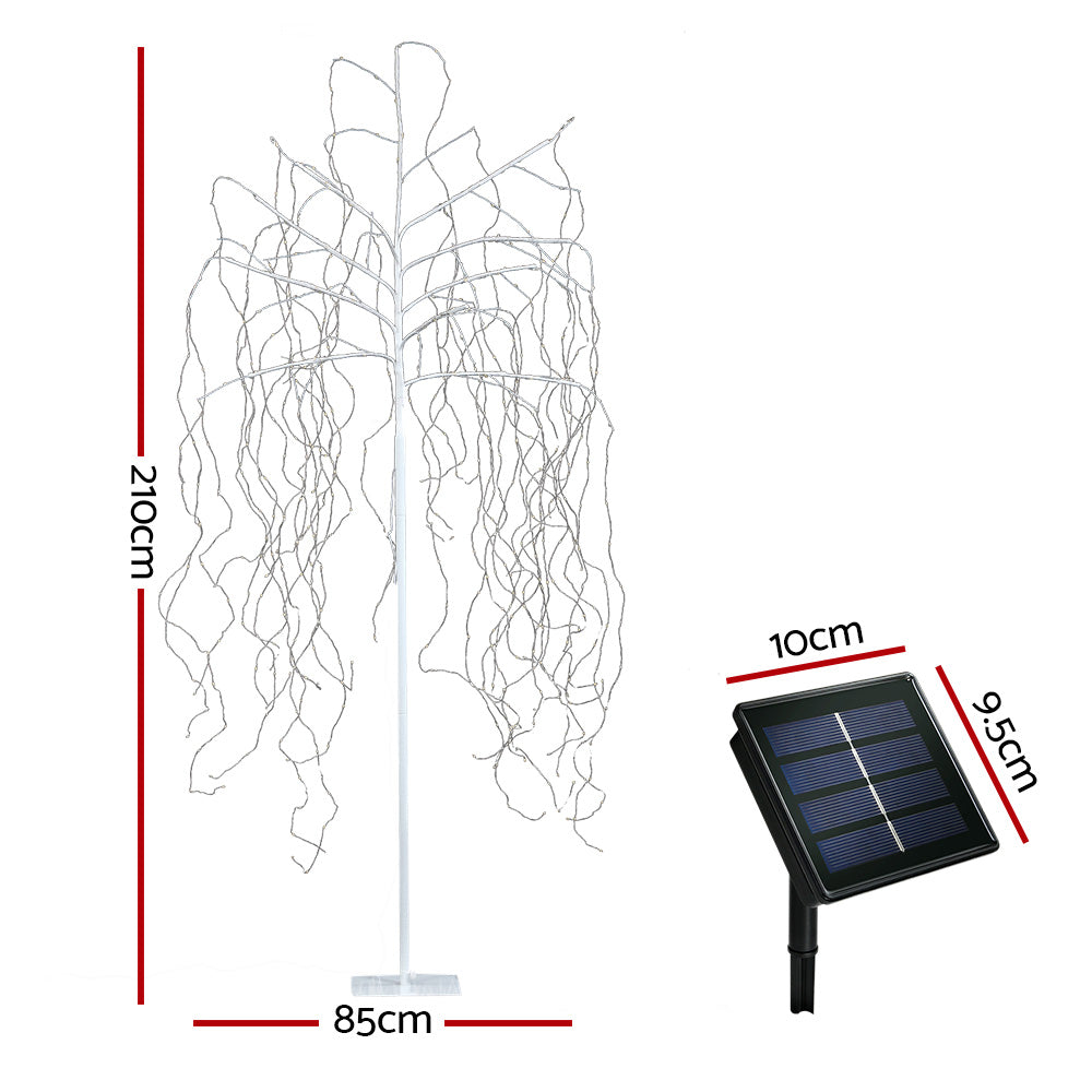 7ft Solar-Powered LED Christmas Tree with 600 Warm White Lights