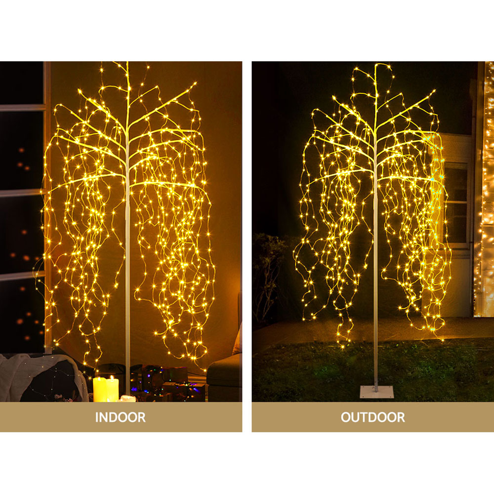 7ft Solar-Powered LED Christmas Tree with 600 Warm White Lights