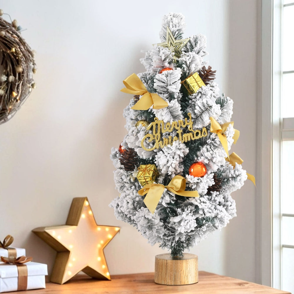 Mini Snowy Christmas Tree with Ornaments and Topper - 60CM Jingle Jollys