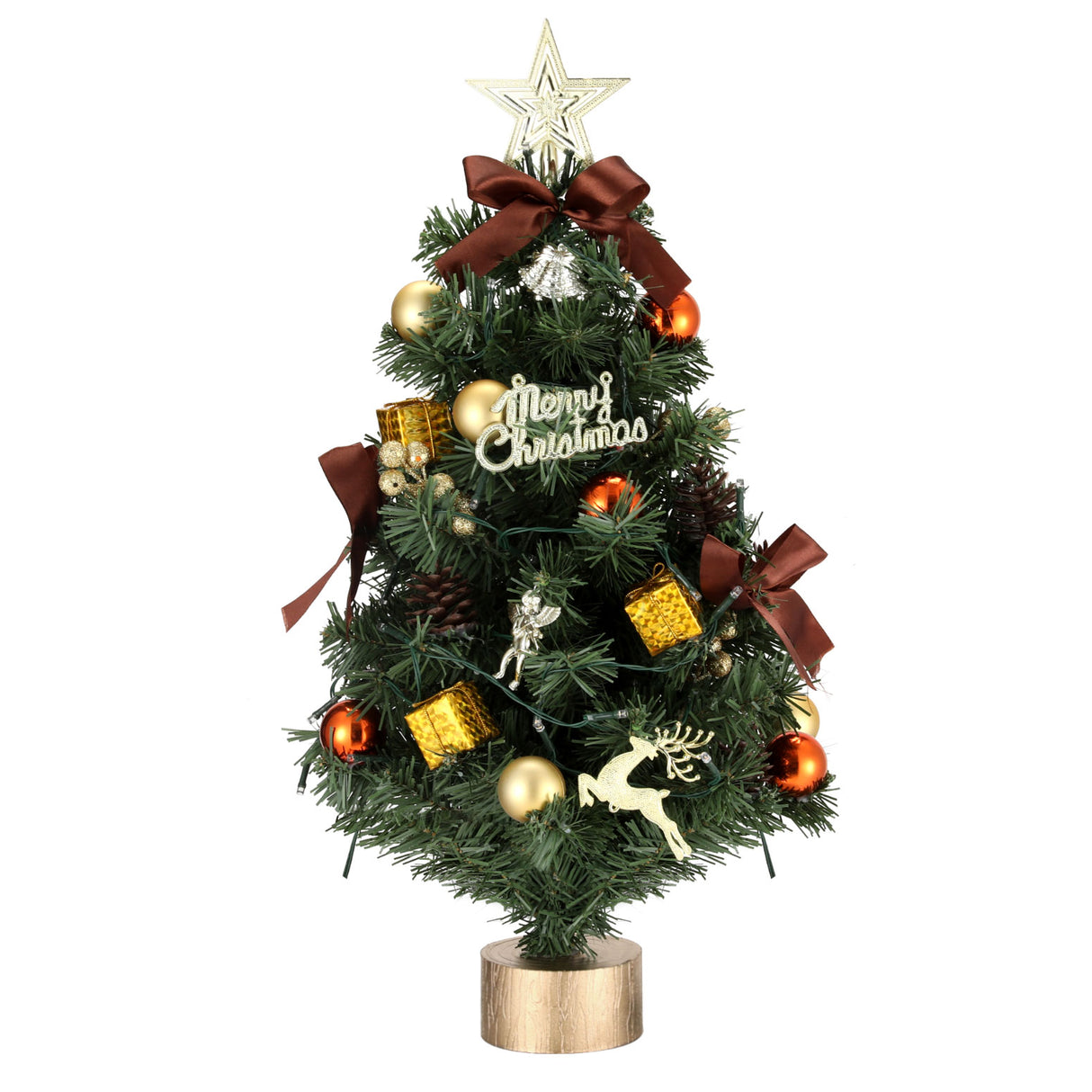 60CM Jingle Jollys LED Mini Christmas Tree with Ornaments and Tree Topper