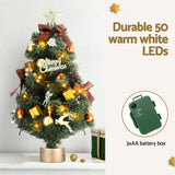 60CM Jingle Jollys LED Mini Christmas Tree with Ornaments and Tree Topper