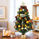 60CM Jingle Jollys LED Mini Christmas Tree with Ornaments and Tree Topper