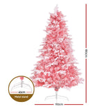 Jingle Jollys Christmas Tree 1.8m Pink Xmas Tree Snowy Party Decor 810 Tips - Front View