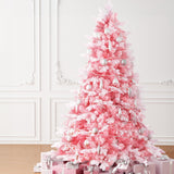 Jingle Jollys Christmas Tree 1.8m Pink Xmas Tree Snowy Party Decor 810 Tips - Close-Up Angle