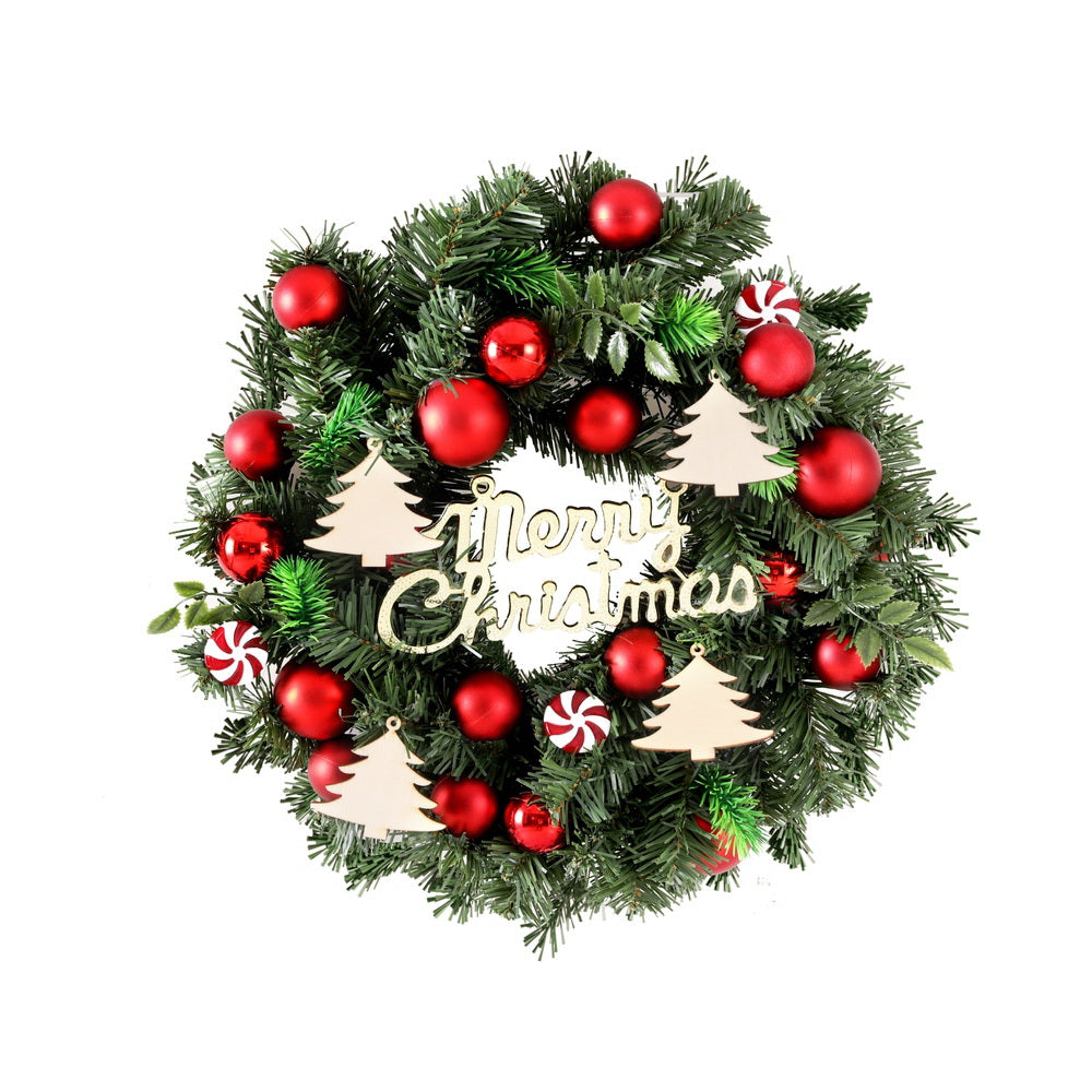 Jingle Jollys LED-Illuminated Christmas Wreath 40CM with Festive Ornaments