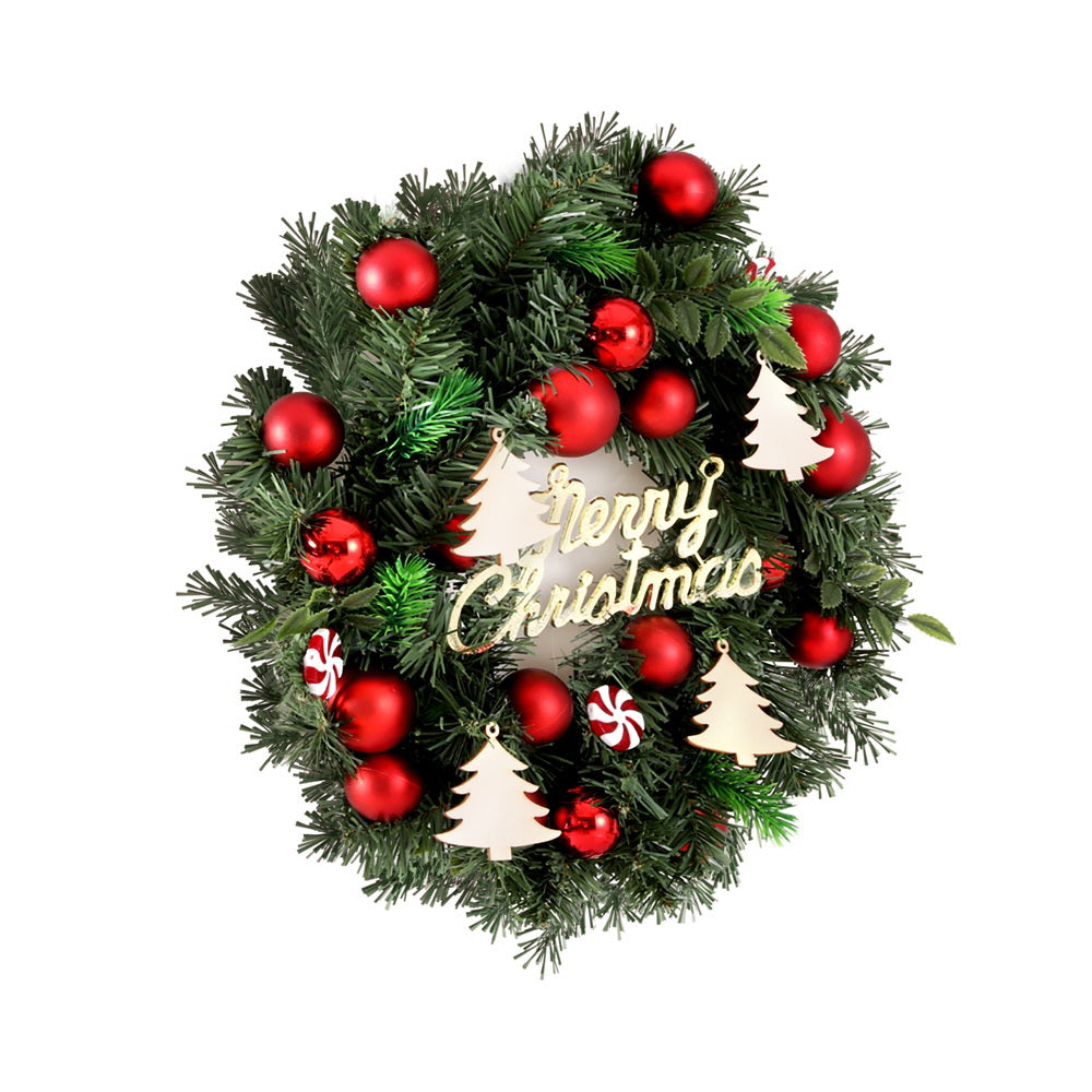 Jingle Jollys LED-Illuminated Christmas Wreath 40CM with Festive Ornaments