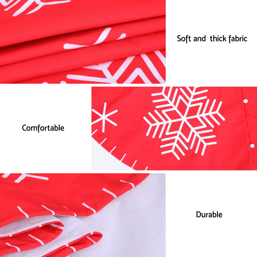 Festive Elegance 120cm Red Christmas Tree Skirt with Snowflake Design