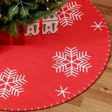 Festive Elegance 120cm Red Christmas Tree Skirt with Snowflake Design