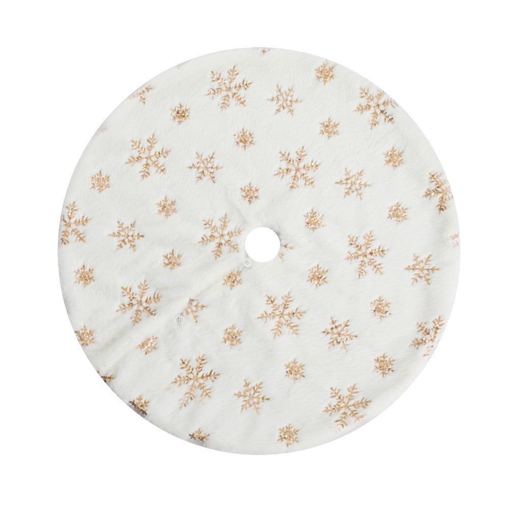 Elegant Sequin Snowflake Christmas Tree Skirt - 90cm White Holiday Decor