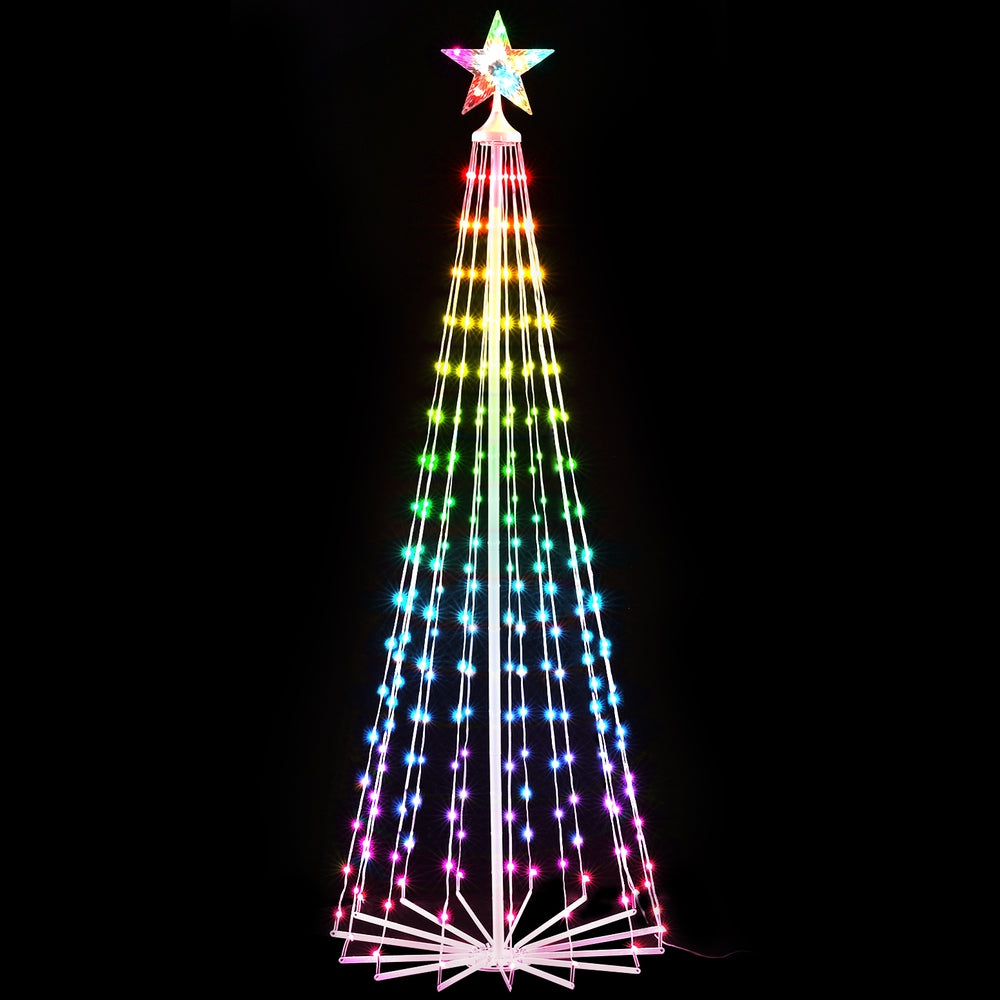 7ft Pre-Lit RGB LED Christmas Tree with 265 Fairy Lights for Festive Home Decor