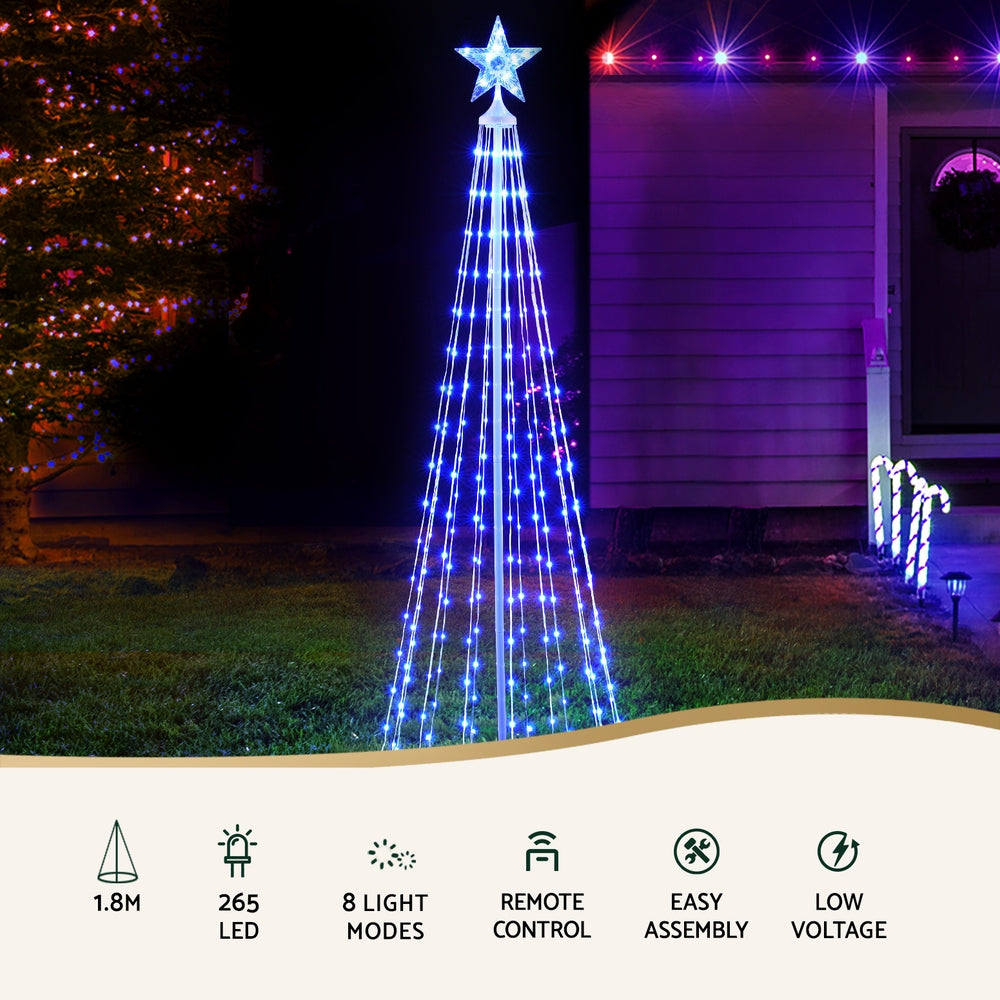 7ft Pre-Lit RGB LED Christmas Tree with 265 Fairy Lights for Festive Home Decor