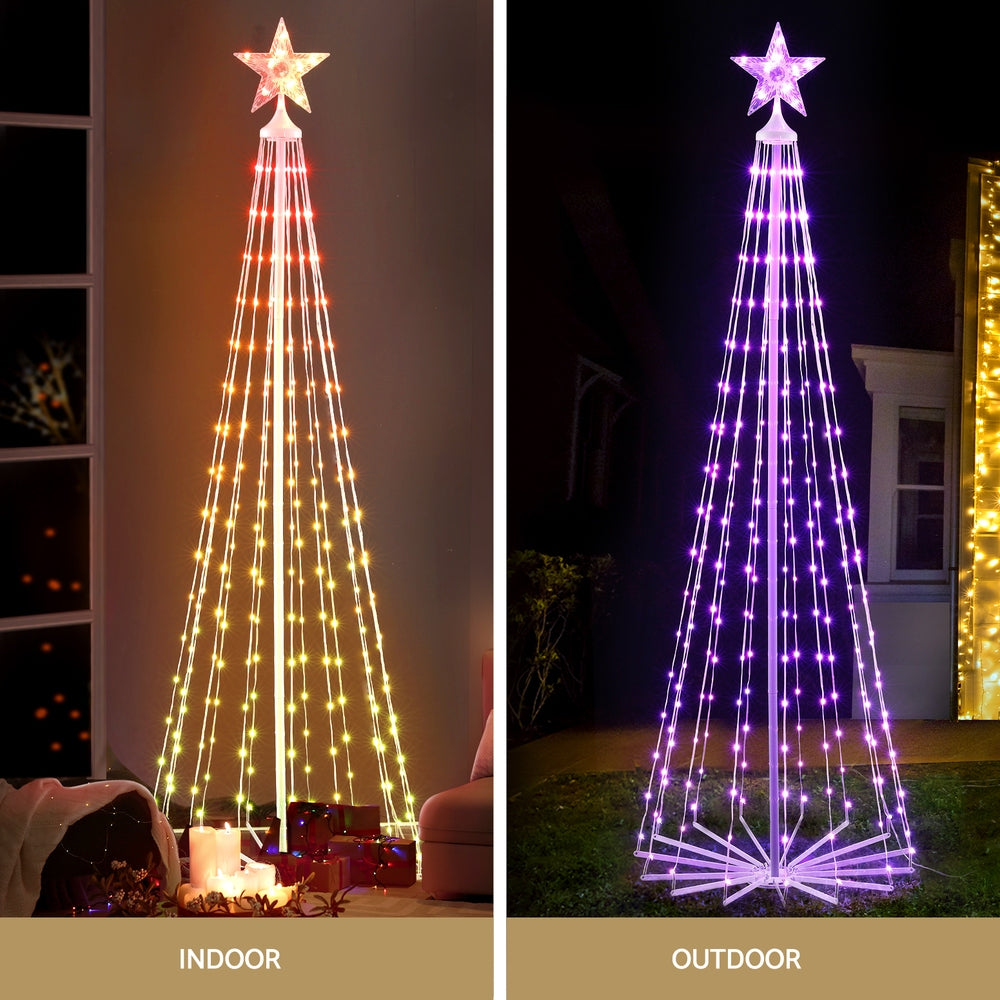 7ft Pre-Lit RGB LED Christmas Tree with 265 Fairy Lights for Festive Home Decor