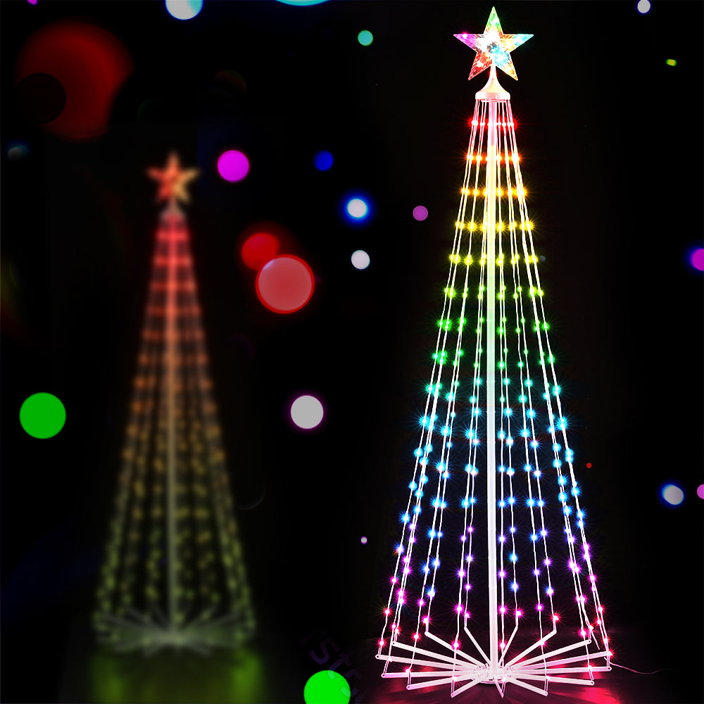 7ft Pre-Lit RGB LED Christmas Tree with 265 Fairy Lights for Festive Home Decor