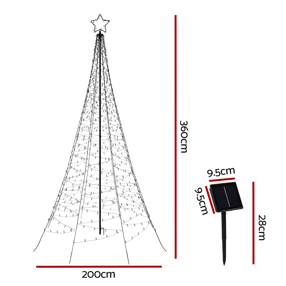 12ft Solar-Powered Jingle Jolly LED Christmas Tree with 800 Lights