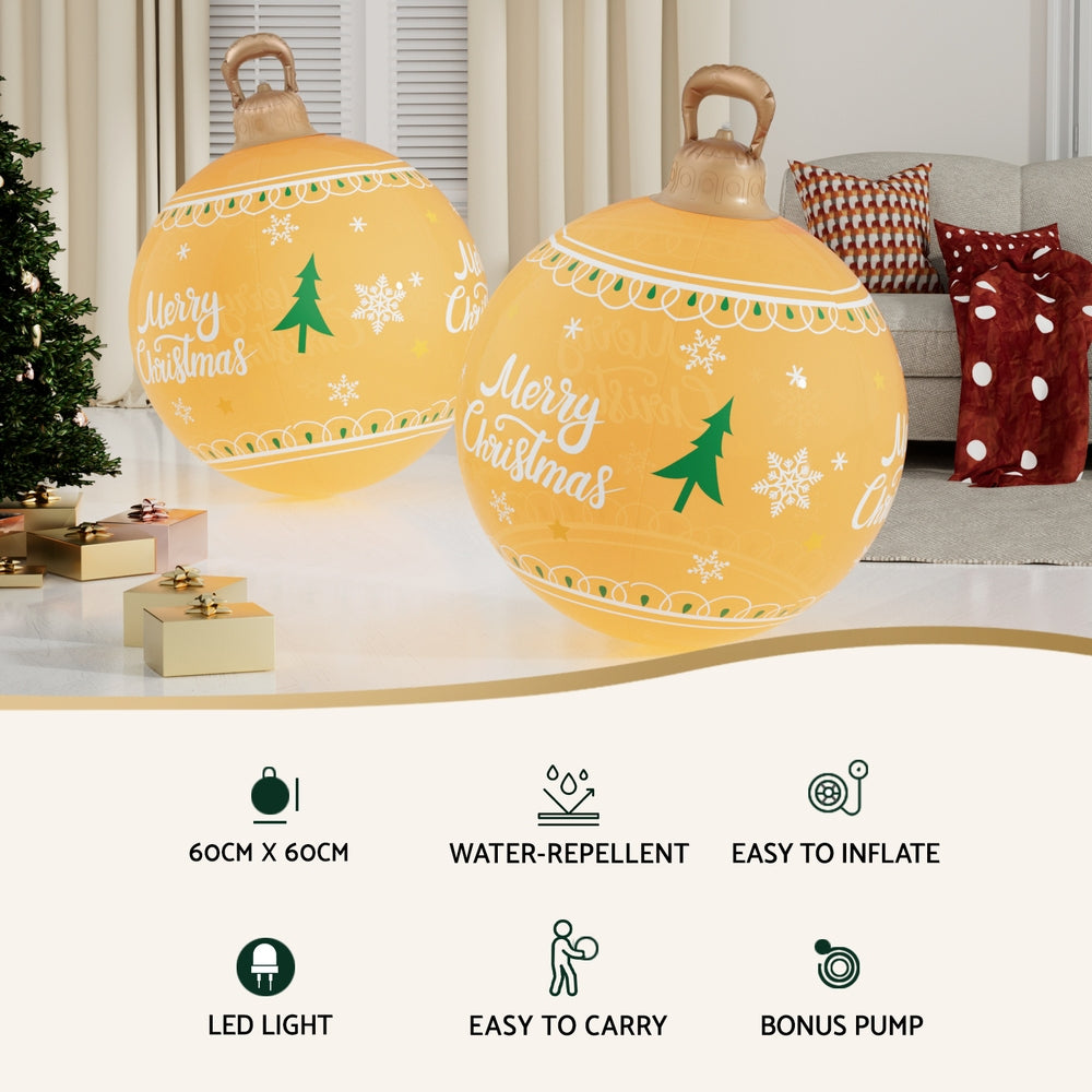 Jingle Jollys 60cm LED Christmas Inflatable Bauble for Festive Outdoor Decor