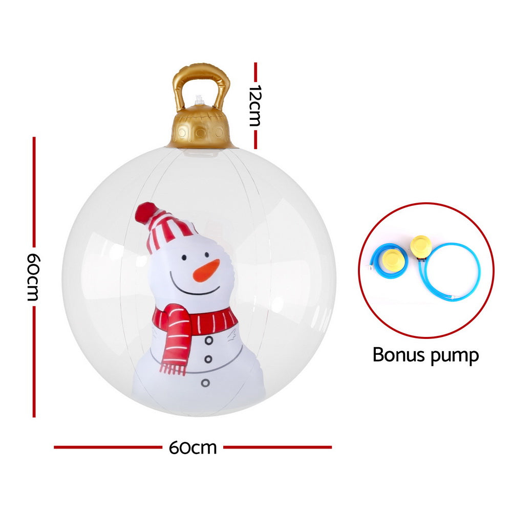 Jingle Jollys 60cm Inflatable Snowman Bauble - Giant Christmas Decoration