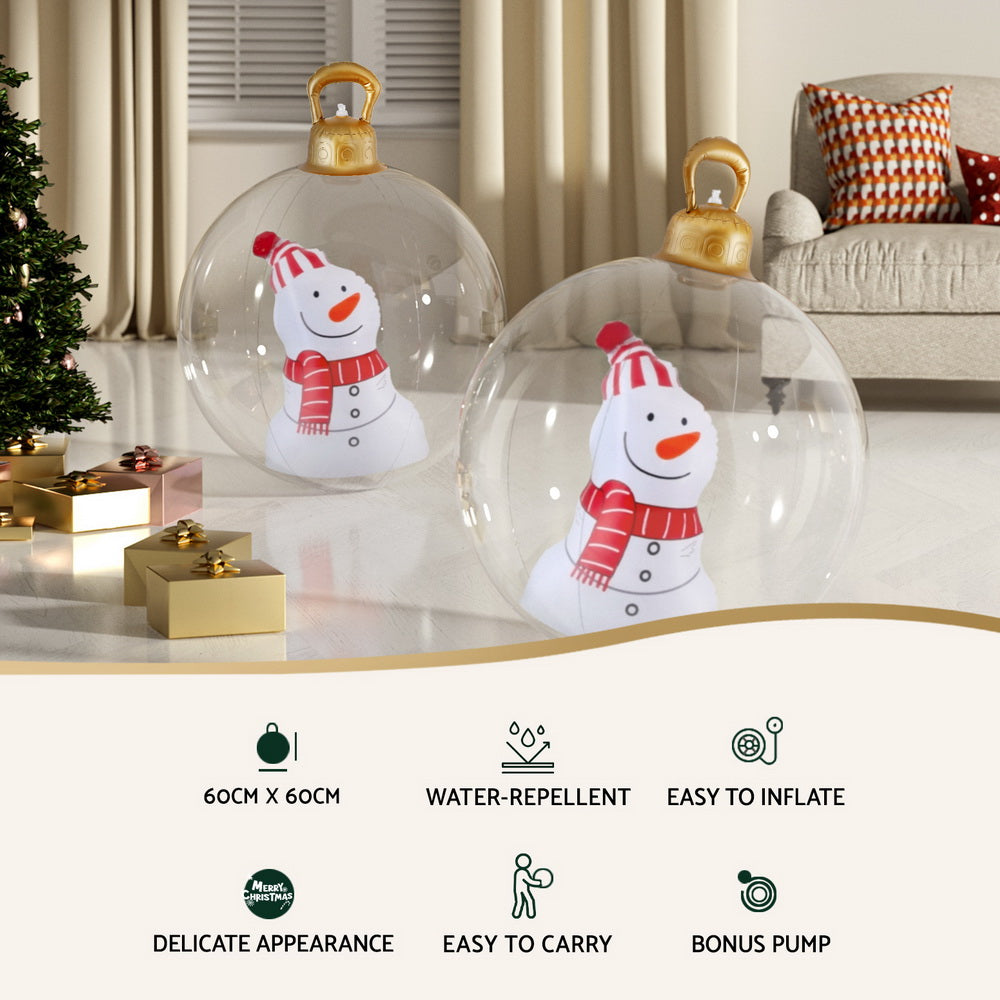 Jingle Jollys 60cm Inflatable Snowman Bauble - Giant Christmas Decoration