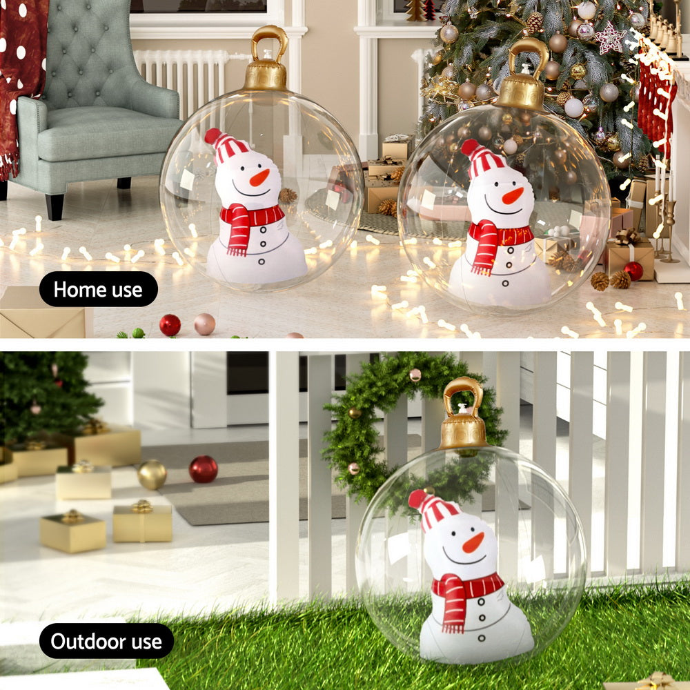 Jingle Jollys 60cm Inflatable Snowman Bauble - Giant Christmas Decoration