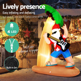 Jingle Jollys Inflatable Santa Guitar with LED Lights - 2.1M Holiday Display