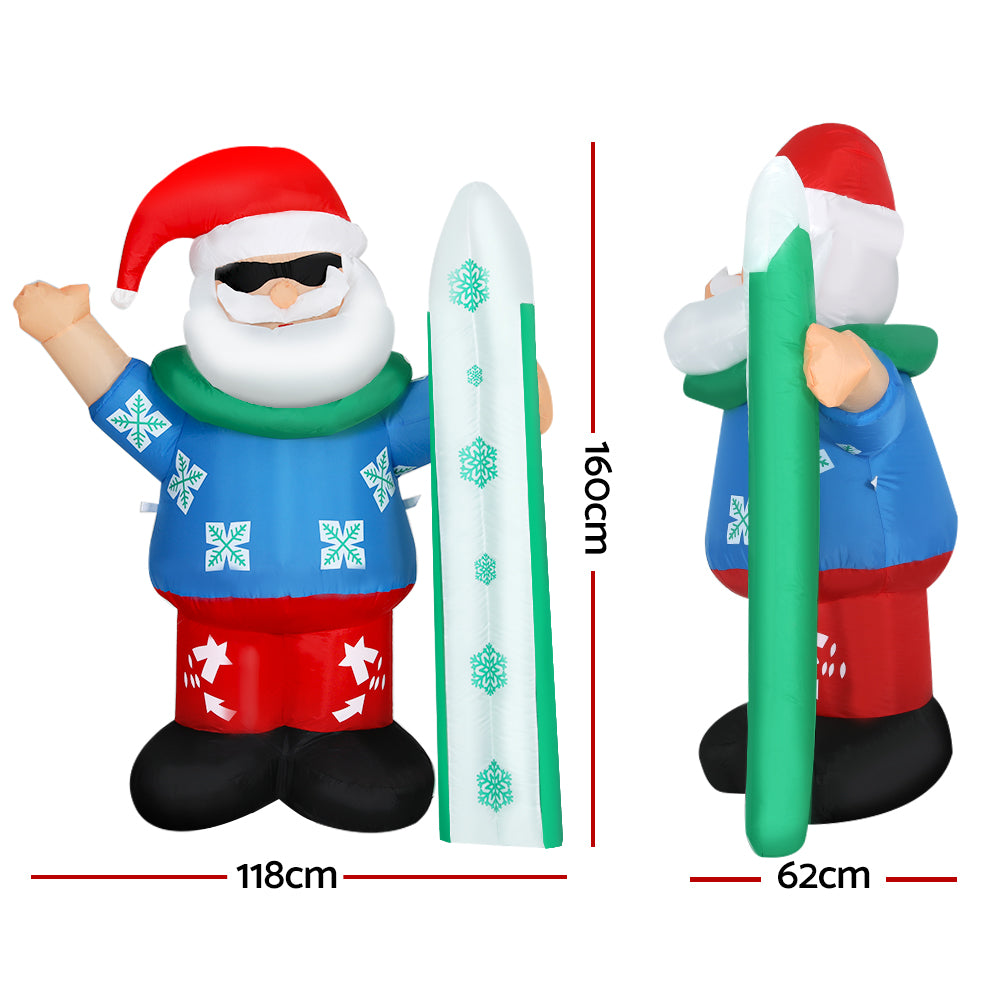 Festive Glow Inflatable Santa Decoration - 1.6M Christmas Inflatable with LED Lights