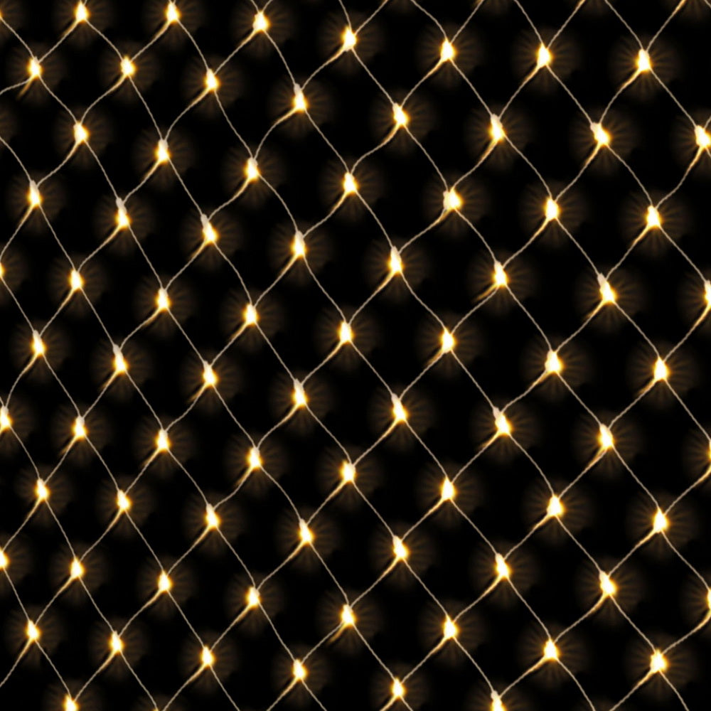 Magical 3Mx2M Warm White LED Net Fairy Lights - 504 Bulbs, 8 Modes, Solar Powered