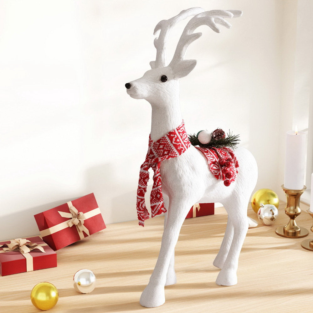 Glittering White Holiday Reindeer Ornament - 60cm Festive Decor Piece