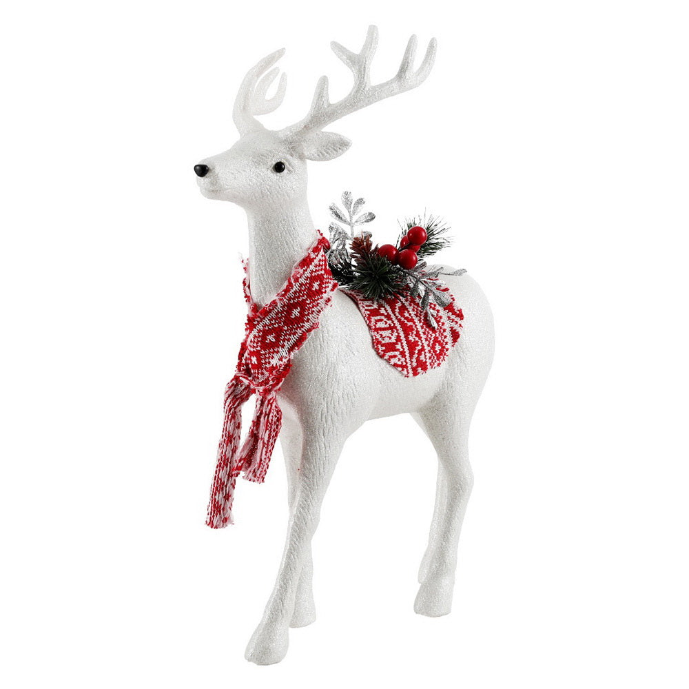 Sparkling White Holiday Reindeer Ornament - 45cm Festive Decor for Christmas Celebrations