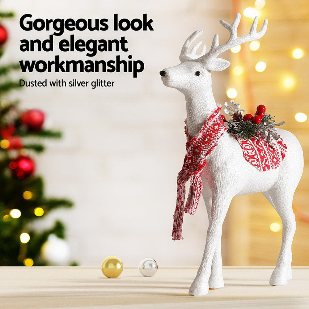 Sparkling White Holiday Reindeer Ornament - 45cm Festive Decor for Christmas Celebrations