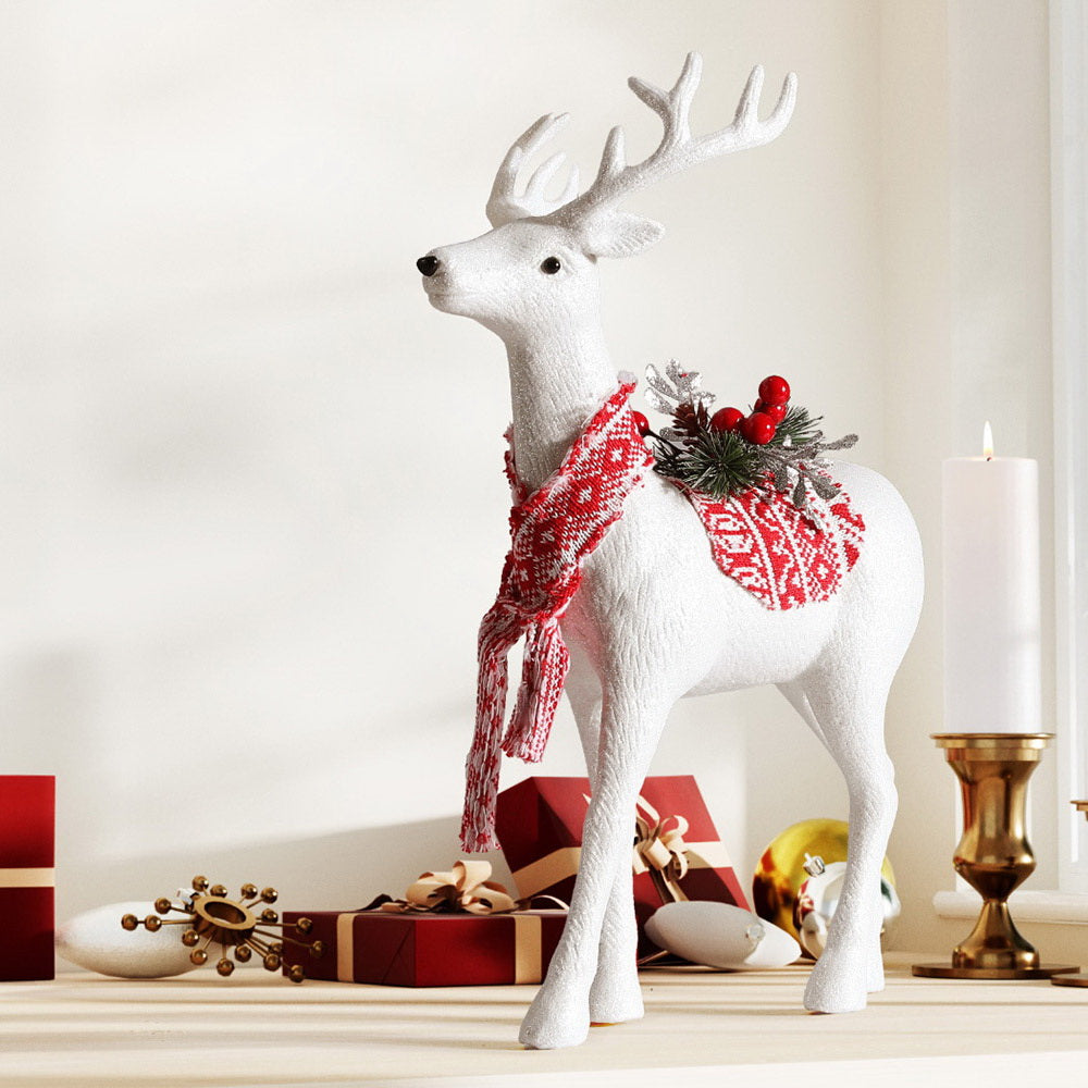 Sparkling White Holiday Reindeer Ornament - 45cm Festive Decor for Christmas Celebrations