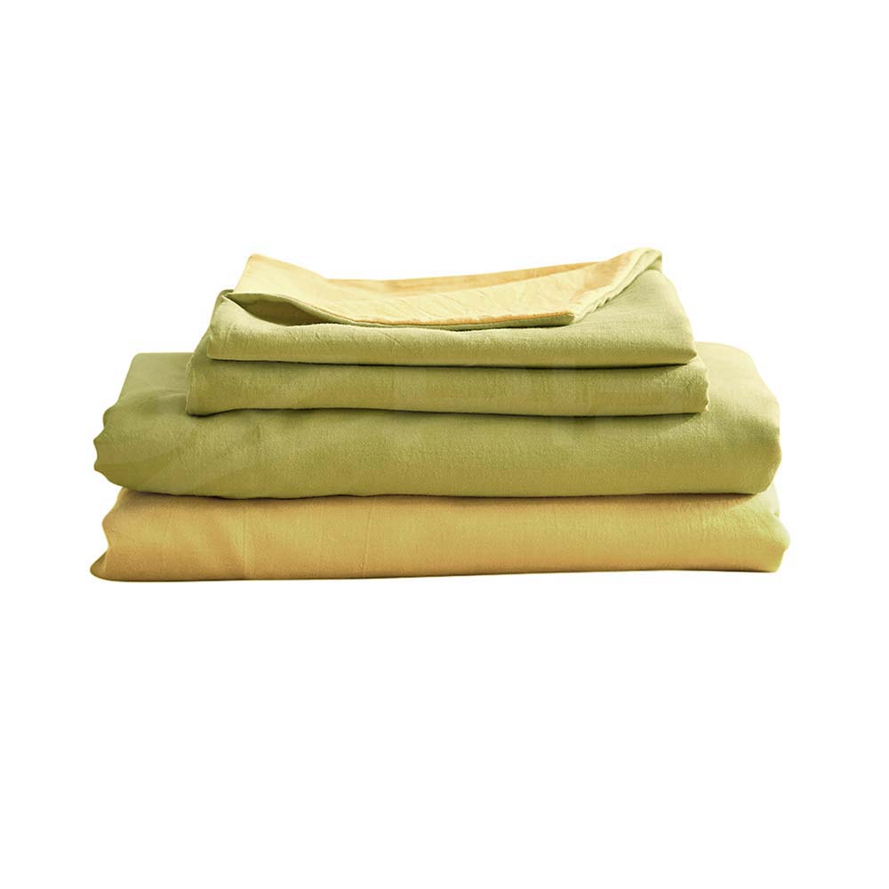 Lime Yellow Washed Cotton King Sheet Set by Cosy Club