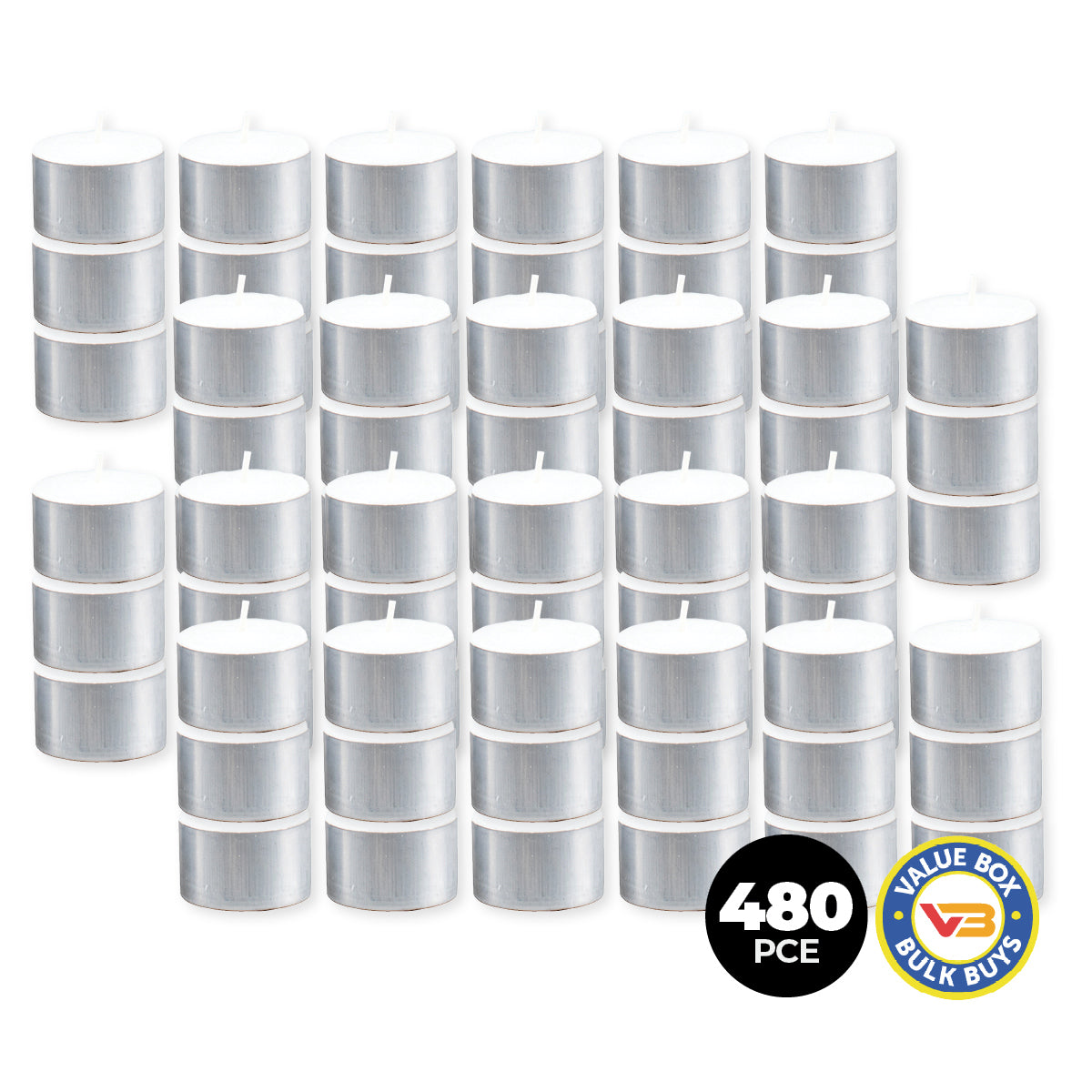 Home Master 480 Unscented White Tealight Candles for Weddings and Celebrations