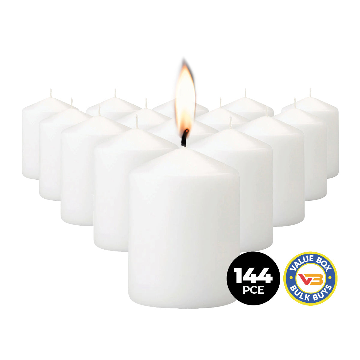 Home Master 144-Piece White Votive Candles for Weddings, Parties, and Home Décor - 5cm