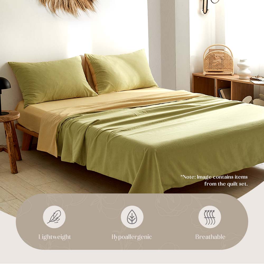 Serene Dreams Green-Blue Washed Cotton King Sheet Collection