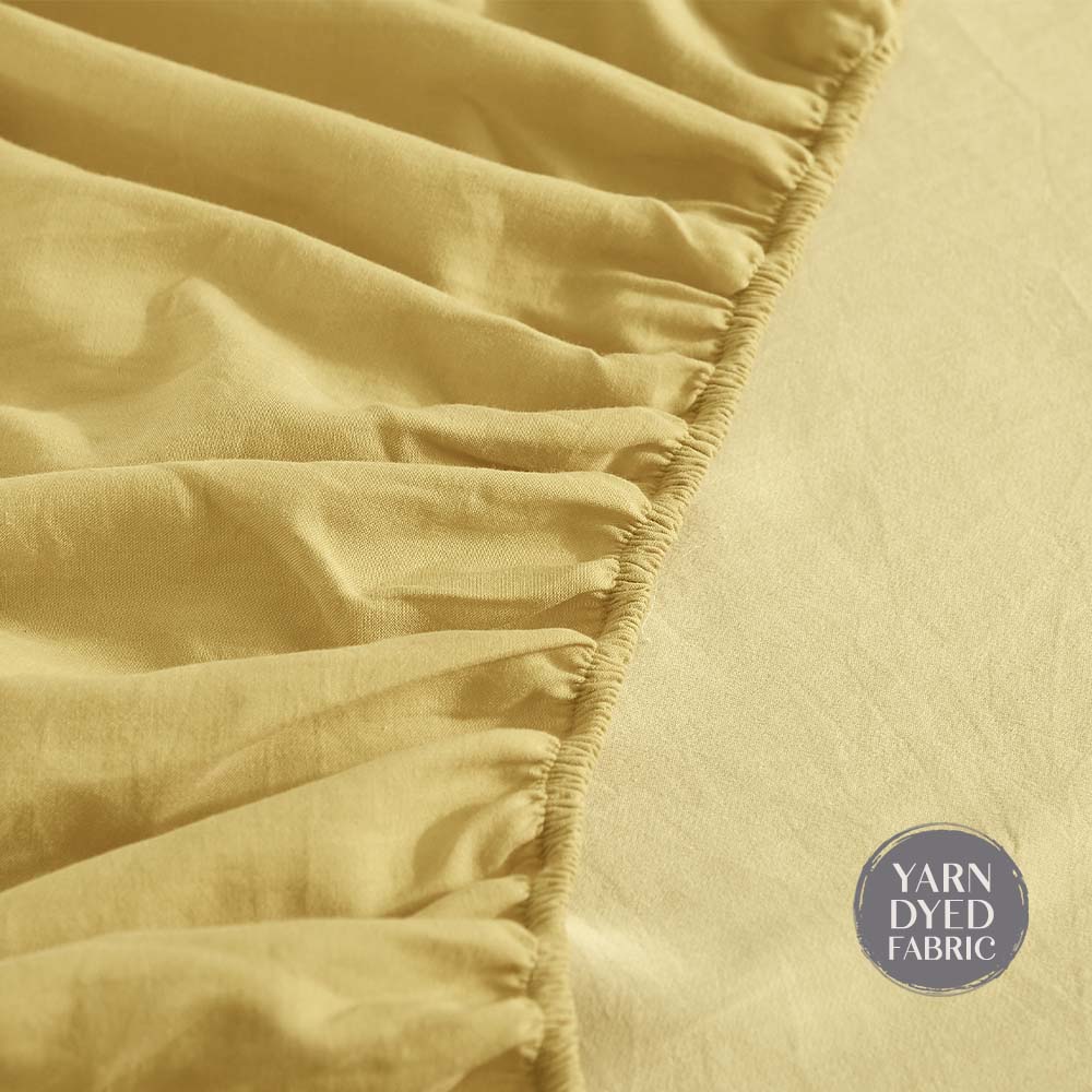 Lime Yellow Washed Cotton King Sheet Set by Cosy Club