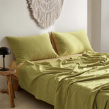 Lime Yellow Washed Cotton King Sheet Set by Cosy Club