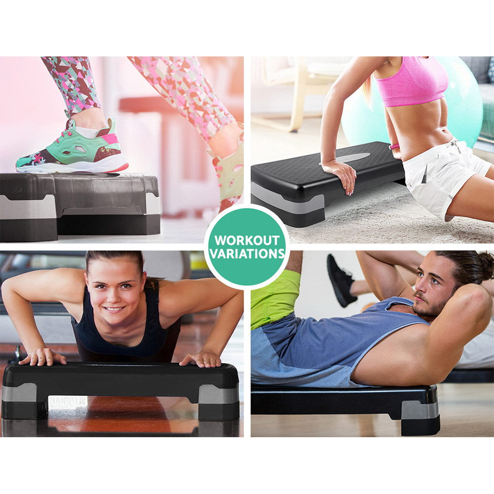 Adjustable Dual-Level Aerobic Step Bench for Home Fitness