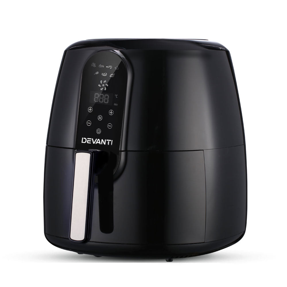 Devanti 7L Black Oil-Free Air Fryer with LCD Display and 7 Cooking Modes